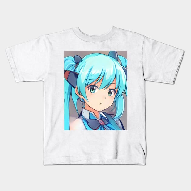 Blue eye Anime Girl Kids T-Shirt by animegirlnft